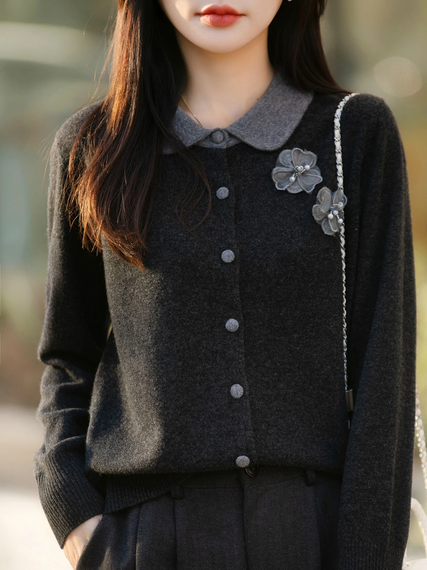 

Stylish Knitted Cardigan Doll Collar Women's Sweater Versatile Comfortable Outerwear Base Shirt for Daily Wear And Outerwear