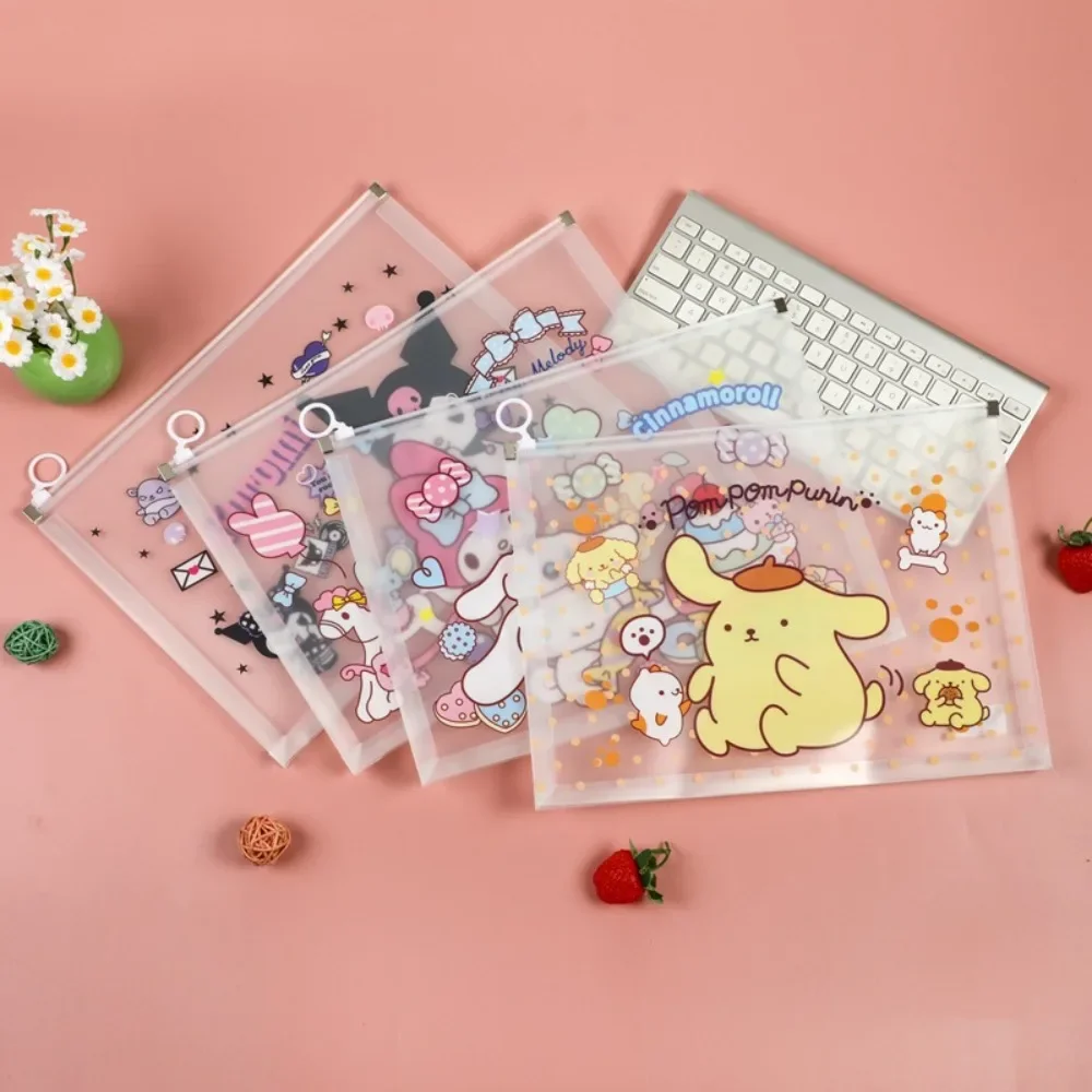 Anime Sanrio Kuromi Hello Kitty Kawaii Cute Cartoon Transparent Dust Prevention Pvc Multifunction Pen Box Stationery Storage Box