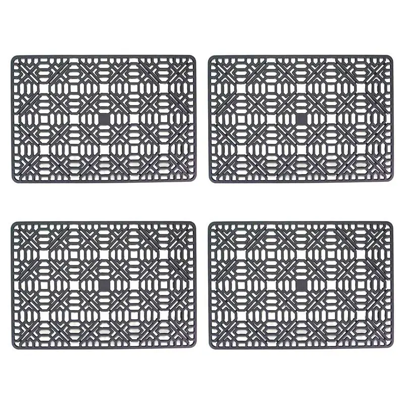 

4X Sink Mat Kitchen Sink Protector For Bottom,Stainless Steel Or Porcelain Bowl Sink, Silicone Grey Non-Slip-AT36