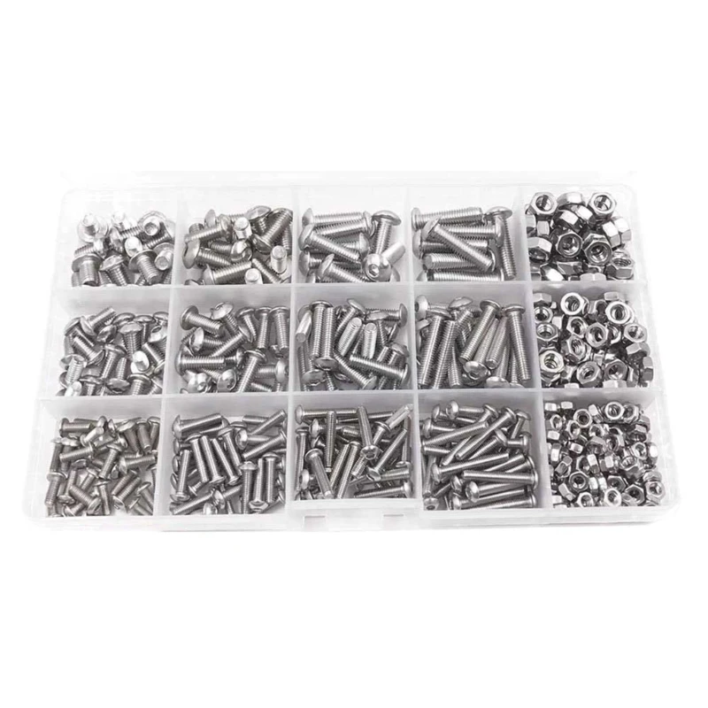 

500Pcs Hexagon Socket Screw Nut Stainless Steels Black Metrical Machines Screws