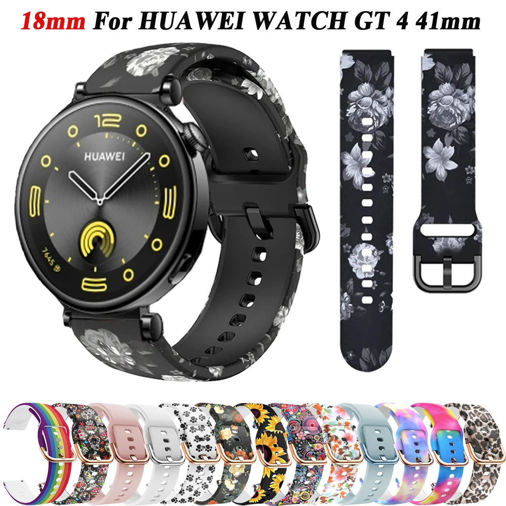 18 มม.สร้อยข้อมือสําหรับ Garmin Venu 2S Vivoactive 3S 4S พิมพ์ซิลิโคน Smartwatch สําหรับ Huawei นาฬิกา GT 4 41 มม.เข็มขัด