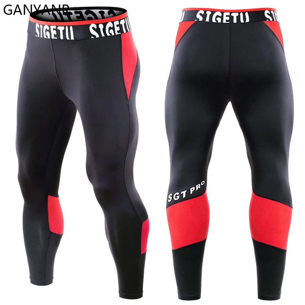 GANYANR legginsy do biegania mężczyźni trening Fitness dres kompresyjne zimowe legginsy do biegania do koszykówki piłkarskie spodnie Cargo sportowe