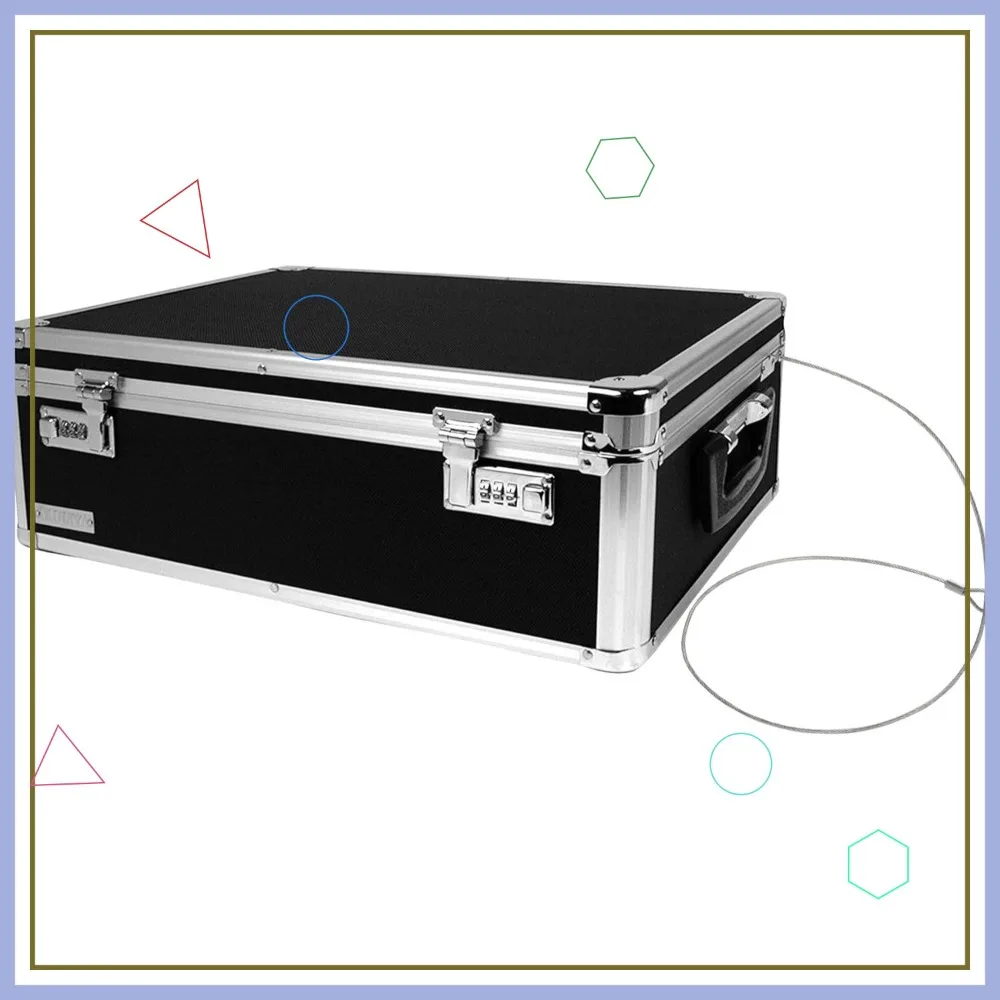 

Secure Storage Lock Box 6.5x23x13.5in - Dorm Trunk with Combo Lock - Ideal for Cash, Laptop, Medicine - Black/Silver