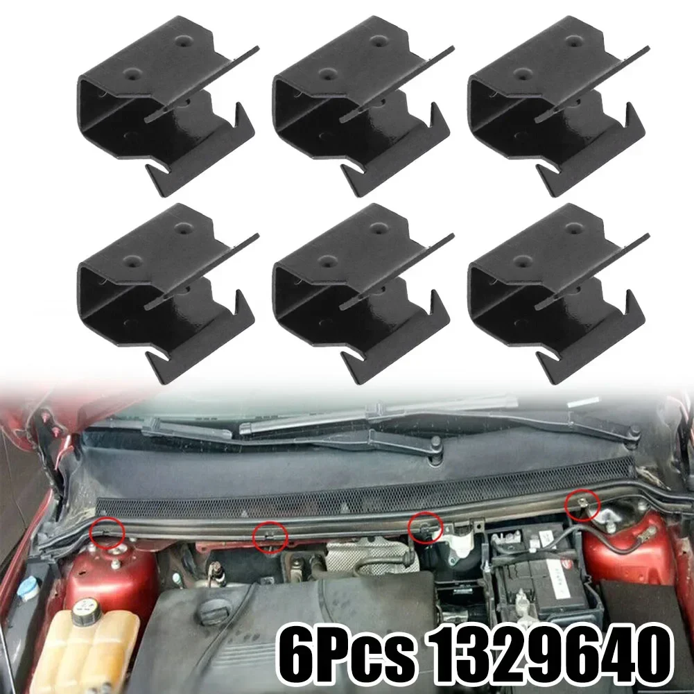 6X Car Metal Clamps Cowl Scuttle Panel Trim Clips For Ford For Focus MK2 1329640 24 Hot Sale Brand New And High Quality Discount