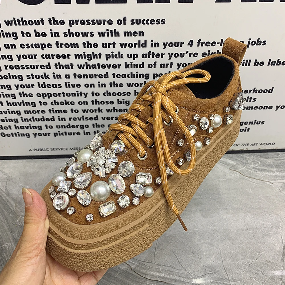 

Fashion Rhinestone Women Shoes Plus Size Designer Blingbling Shoes Casual Platform Shoes Winter Warm Fur Shoes Antislip