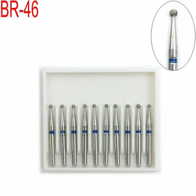 10 sztuk/zestaw Dental Diamond FG High Speed Burs do polerowania wygładzanie Ball okrągły wiertła dentystyczne BR-46