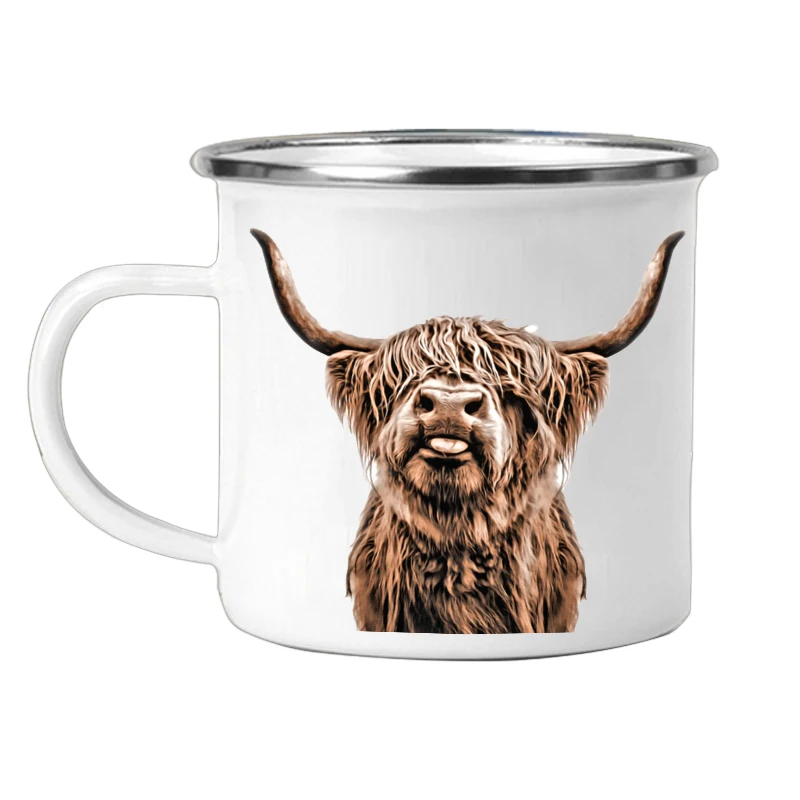 كوب قهوة للسفر من المينا ، طقم فناجين شاي الثور الحيواني ، أكواب تخييم خارجية ، مناسب للمشروبات ، استخدام المنزل والمكتب ، نزهات صيد الأسماك ، 12 أونصة #6