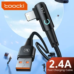 Toocki 90 Degree USB Cable for iPhone 14 13 12 11 Pro Max Pro Max 8 7 Plus 2.4A USB Lightning Cable for iPhone iPad Gaming Wire