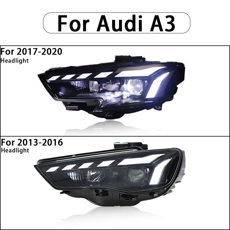 لأودي A3 2013-2016 التحديثية LED مجموعة مصابيح أمامية لمسة من الأضواء النهارية الزرقاء عدسة مزدوجة عالية الحزم 13-16