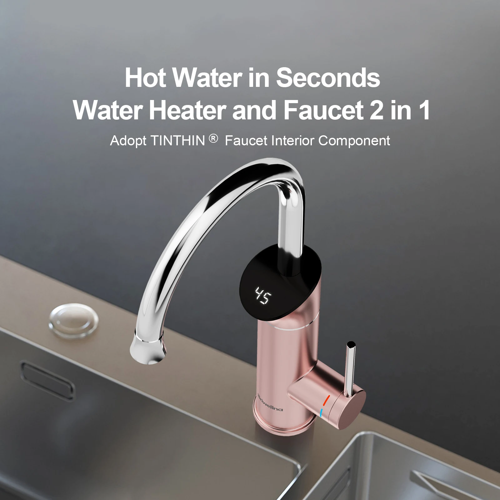Electric Instant Water Heater 2-in-1Faucet Water Heater 360-Degree Swivel Spoutfor Continuous Hot Water with 304 Stainless Steel