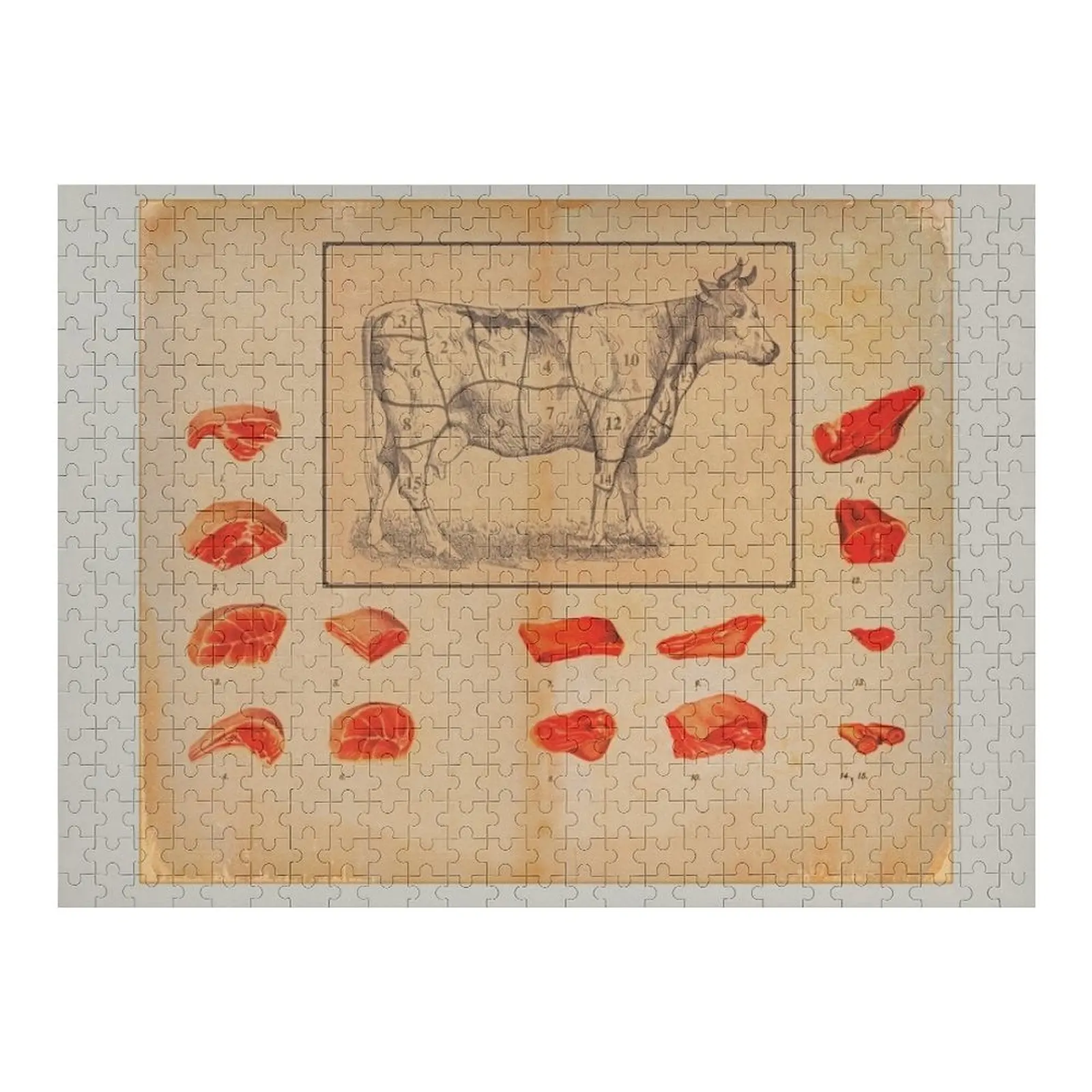 

vintage butcher shop ad Jigsaw Puzzle Wooden Jigsaws For Adults Personalised Name Puzzle