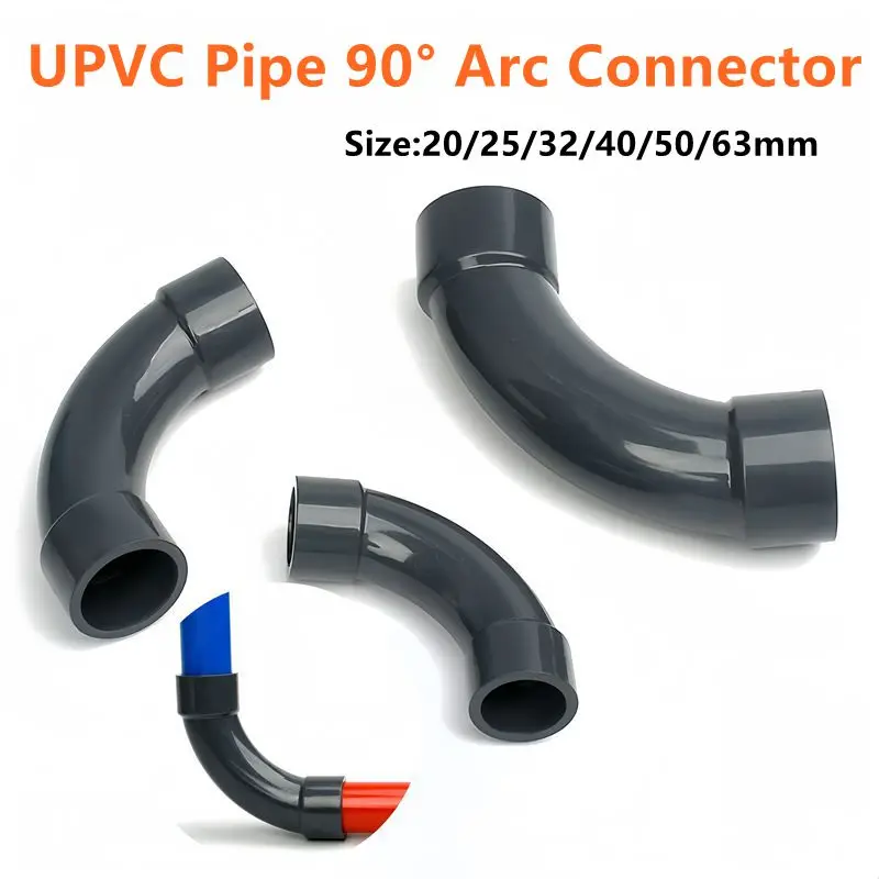 1PC I.D 20~63mm UPVC Pipe 90° Arc Connector Joint Irrigation Adapter Aquarium Tank Tube Fittings Water Supply Pipe Accessories