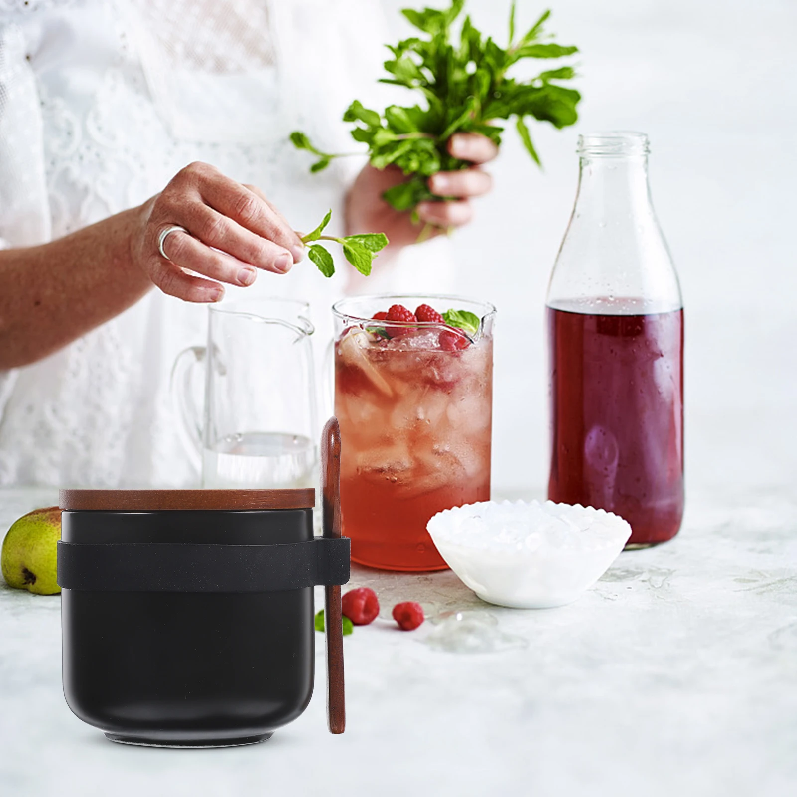 

Ceramic Seasoning Jar Set 150Ml Matte Color Kitchen Spice Container Lid Spoon Holder Household Condiment Storage Organizer