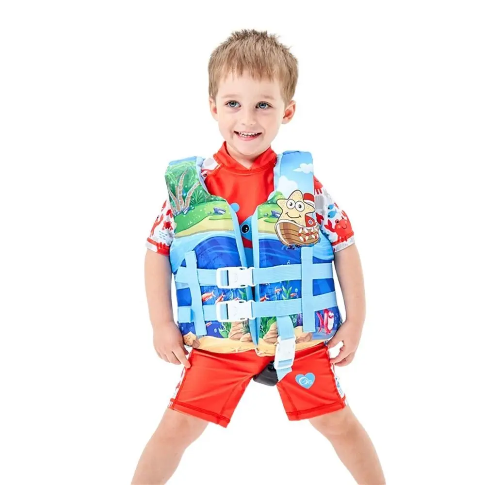 Veste flottante de natation pour enfants, veste de flottaison de dessin animé pour bébé, sports de pataugeoire imbibés, bleu et jaune