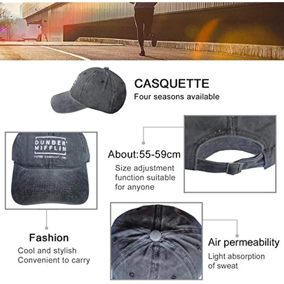 Casquette de baseball réglable pour hommes et femmes, chapeau de papa respirant, adapté pour la course, les entraînements et les activités de plein air, Fake News