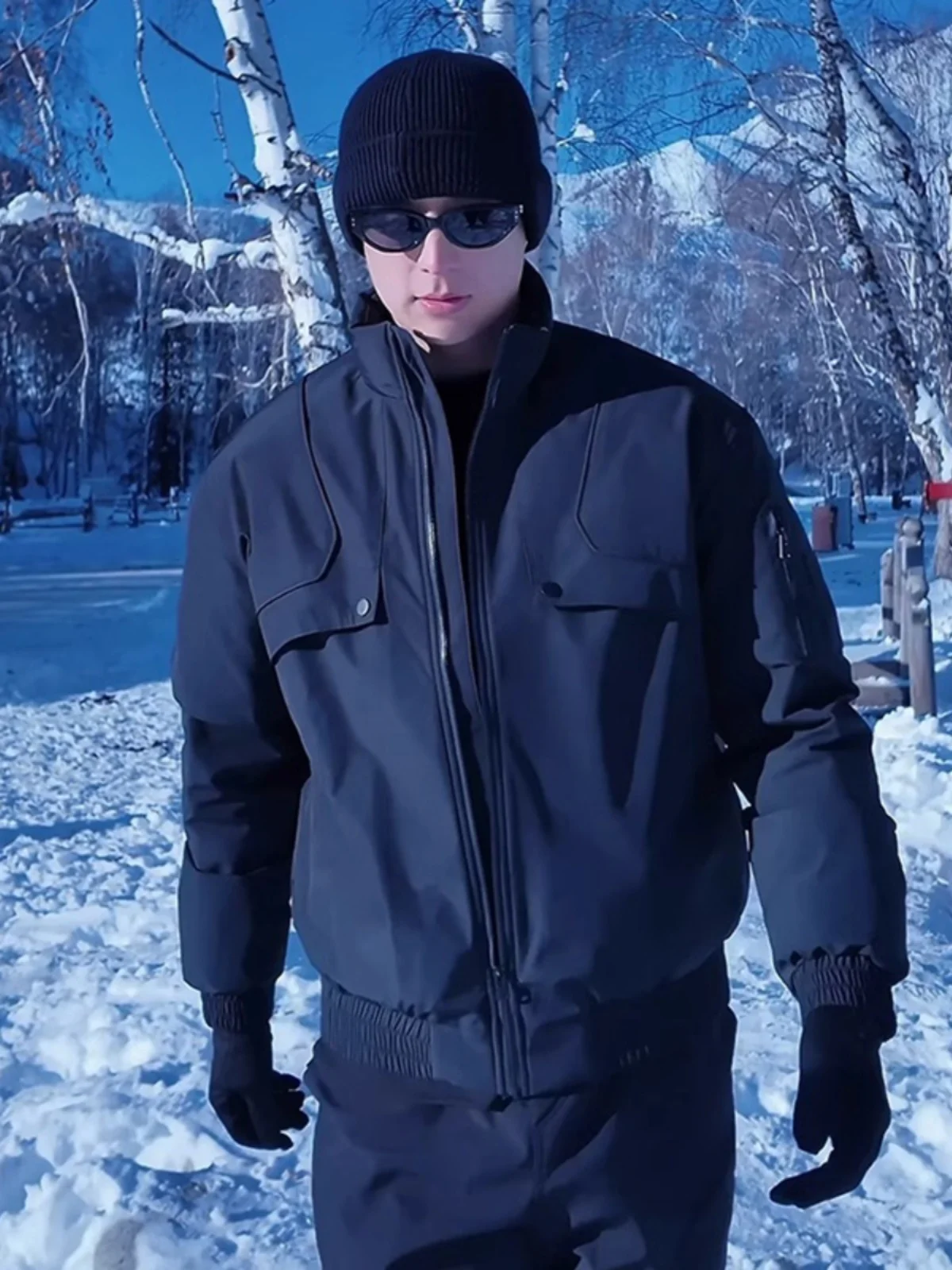 

American Sle Men's Bomber Jaet Cotton Workwear Winter Thi Outerwear Warmth Tri-Proof Pilot Jaet Stand Collar Coat