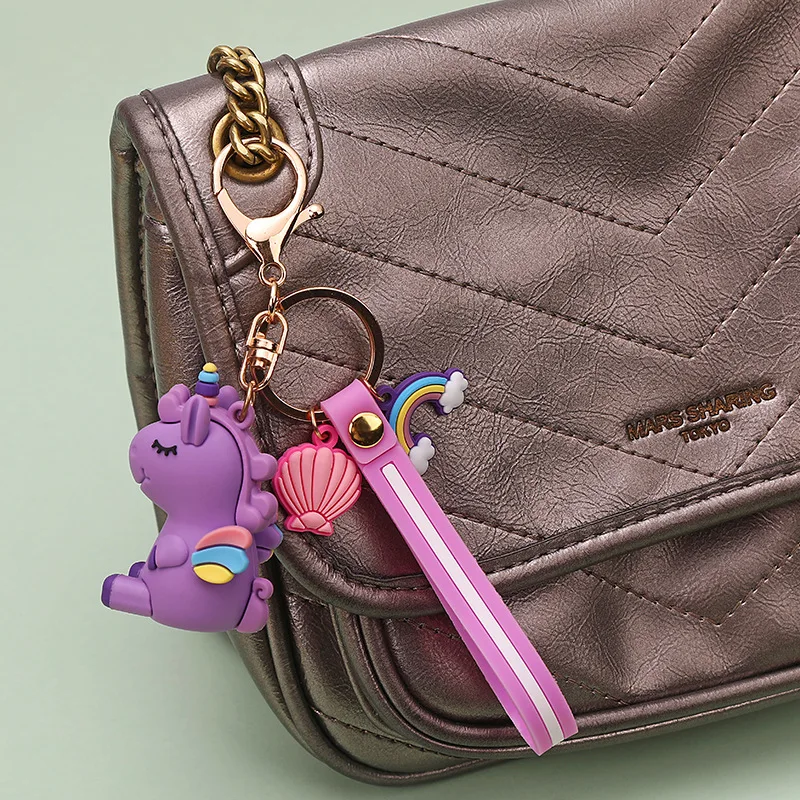 Minso Rainbow Dream Unicorn Brelok Cartoon 3D Figurka Samochodowy breloczek do kluczy