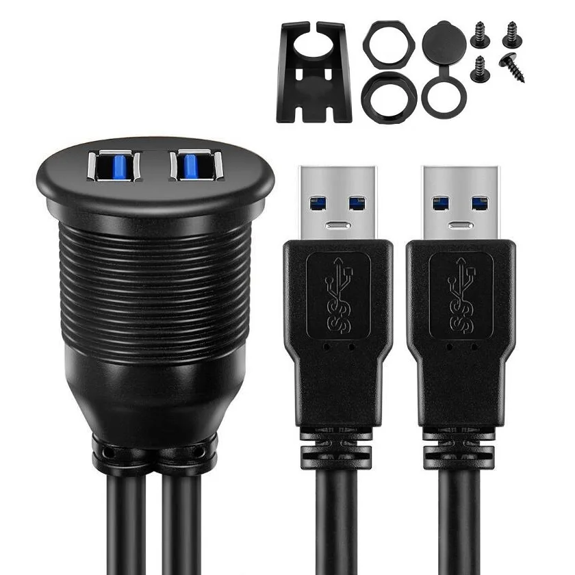 

1/2 м водонепроницаемый USB 3,0 «папа-мама» удлинительный кабель для скрытого монтажа док-станция адаптер 1/2 порта для приборной панели автомобиля, мотоцикла