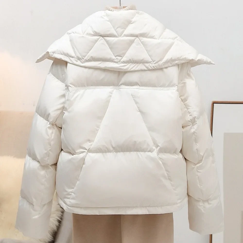 White Duck Down Coat Female 2024 New Fashion Casual Winter Women Short Thickened Warm Double Breasted Down Puffer Jacket Women