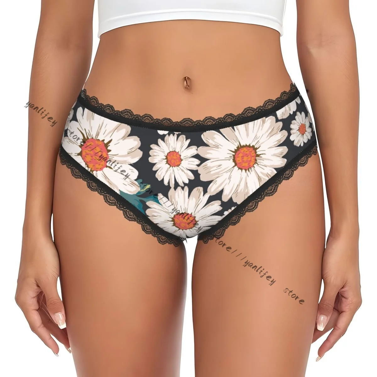 

Women Sexy Lace Triangle Panties Daisy Flower Low Waist Underwear