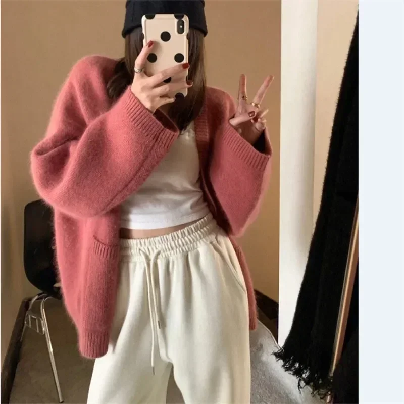 Winter Casual Loose Basic Slim Ins Cardigan Women Autumn New Solid Color Simple Woman Cardigan Knitted Fashion Chicly Tops Women