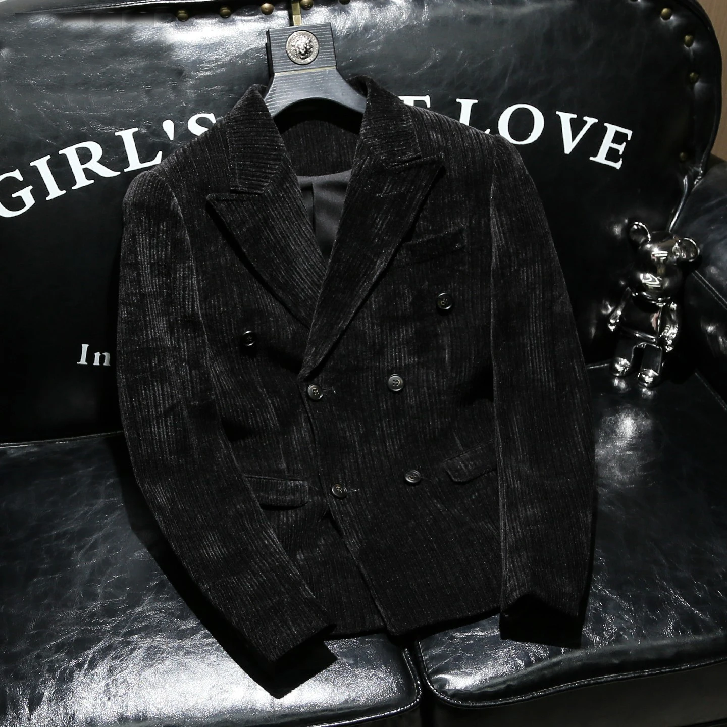 سترة بدلة سميكة من الشنيل للخريف والشتاء للرجال، نمط كوري عصري، ناضج ومتعدد الاستخدامات، سترة بدلة ثنية للتنقل #2