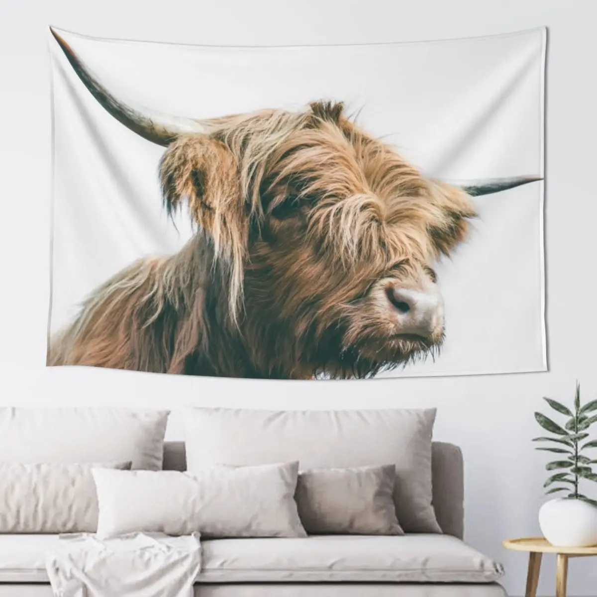 Majestic Highland cow portrait Tapestry Wall Decorations Wallpapers Home Decor Room Aesthetic Tapestry