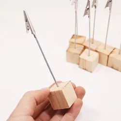 10pcs New Portable Wooden Place Card Holder Clips Wedding Place Card Holder Table Photo Memo Number Name Clips Base
