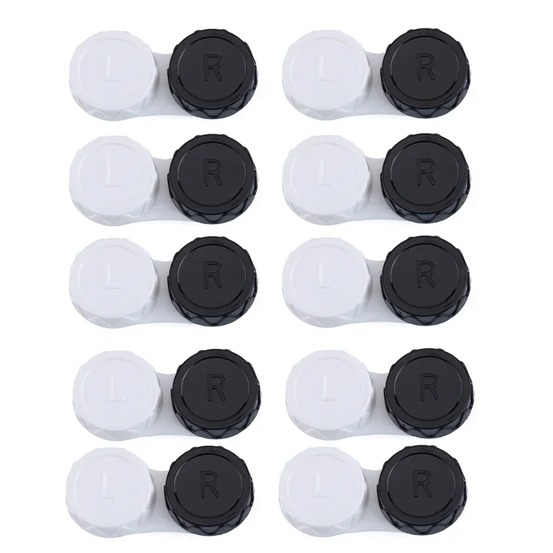 10pcs Black Contact Lens Case for Eyes Travel Kit Holder Glass Beauty Cute Contact Lenses Case Box Container Travel Accessaries