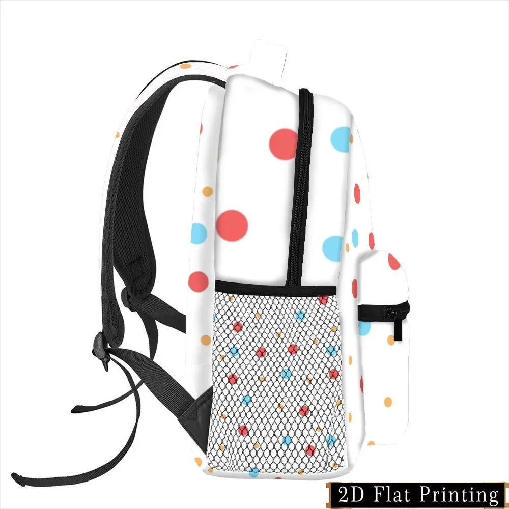 1pc White Polka Dot Pattern Backpack Unique Zipper Design Fashion Printed Hand Wash Laundry Bag Multi-purpose Commuter