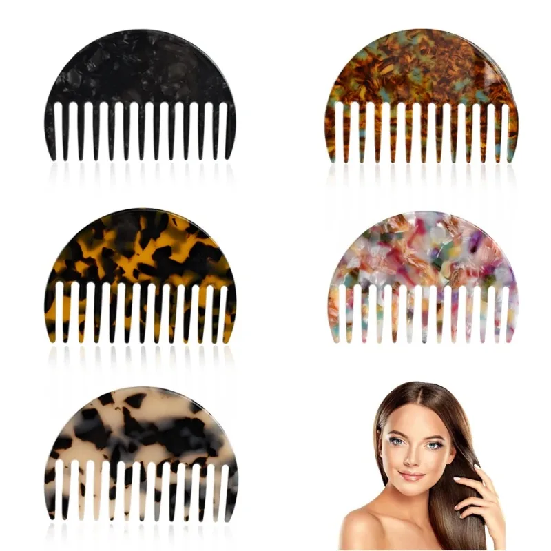 1Pc Multi‑Color Acrylic Half‑Round Straightening Hair Comb, Portable Unisex Hairbrush for Men Women Daily Use