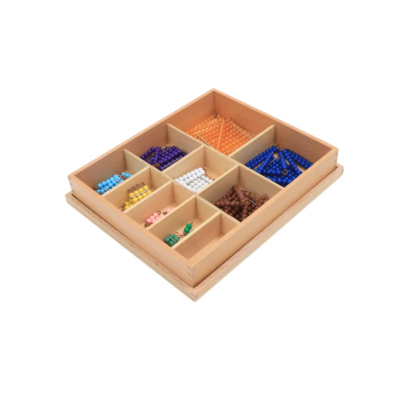 Boîte à chaîne de perles courtes Montessori, chaînes colorées 1-10 et carrées, jouets éducatifs d'apprentissage des mathématiques, jeu linéaire et de saut pour filles et garçons