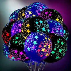 12inch Light Fluorescent Neon Star Blacklight Latex Balloon for Glow In The Dark Birthday Party Supplies Wedding Arch Decoration