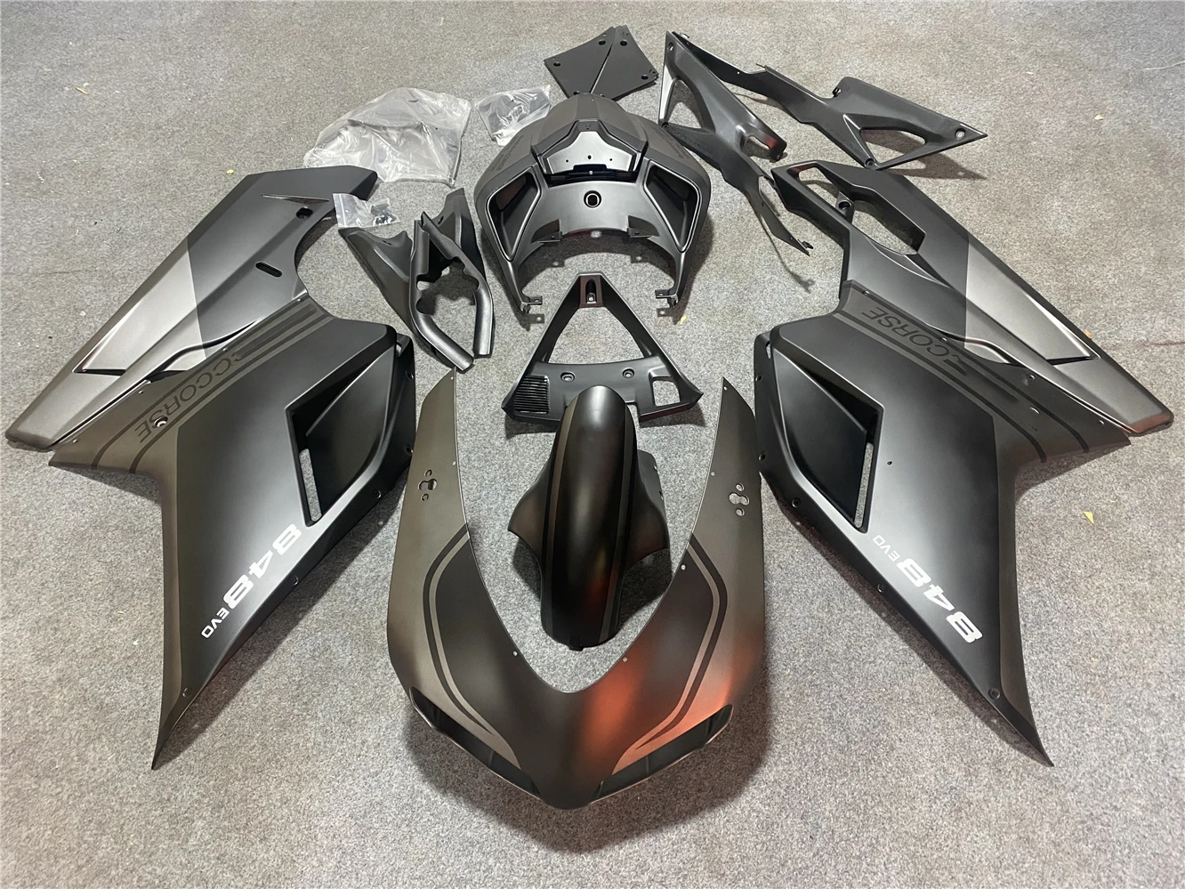 Motorcycle Fairing Kit for Ducati 848 1198 1098 07-11 EVO 2007 2008 2009 2010 2011 Fairing Extinction gray Black