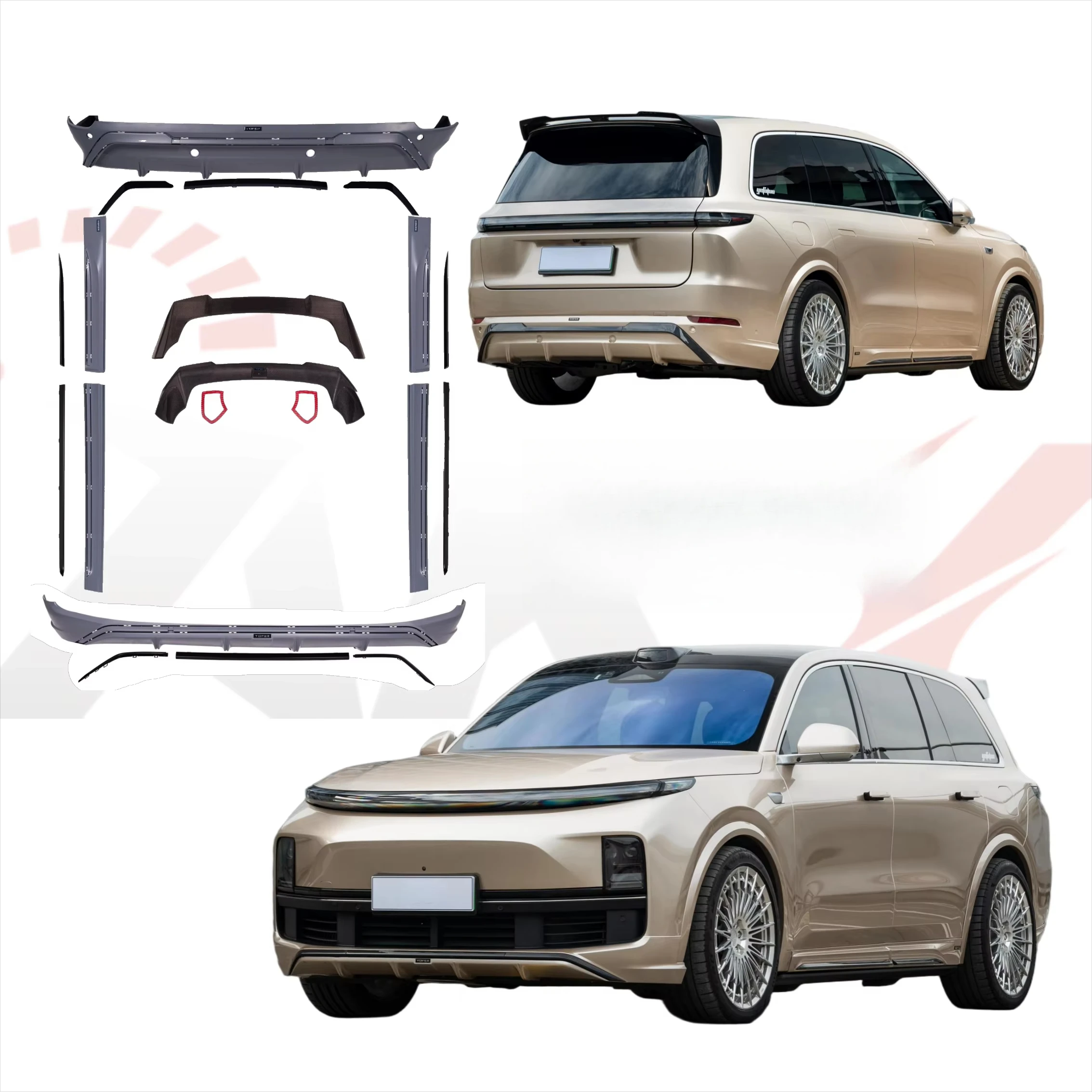 

2025 New Arrival Glossy Black BodyKit for Li L9 2019+ Glossy Black Front Rear Bumper Spoiler Side Skirt Car Accessories