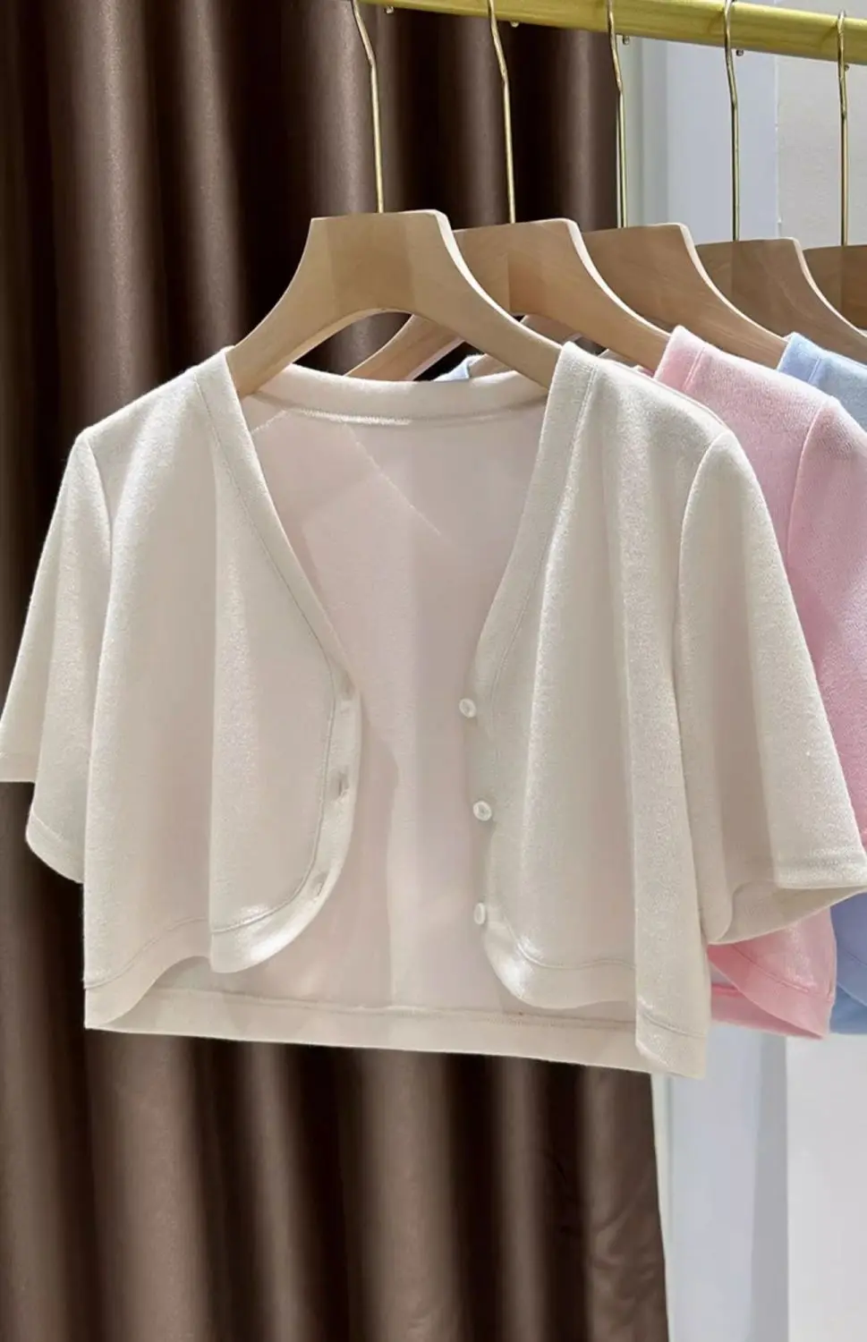 Chaqueta corta de manga corta para mujer, cárdigan blanco y negro, ropa de abrigo fina, novedad de verano, 2024