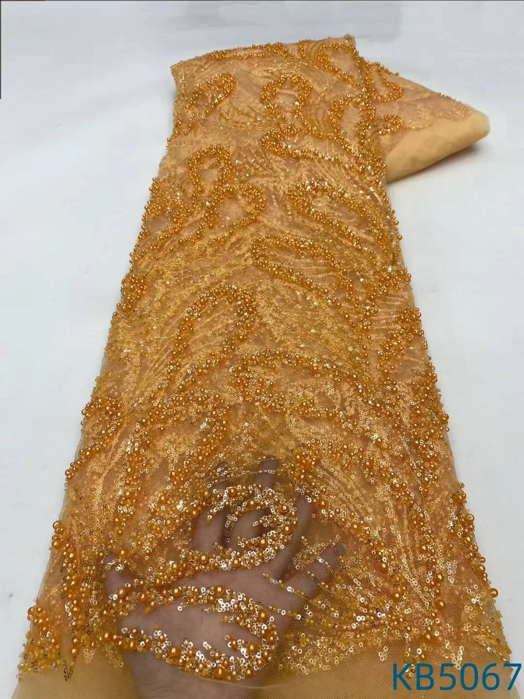 

Элегантное кружевное полотно класса люкс с бисером и жемчугом, французское, нигерийское, с пайетками, тюль, сетка, цвет оливер-грин, для пошива платьев, коллекция 2026