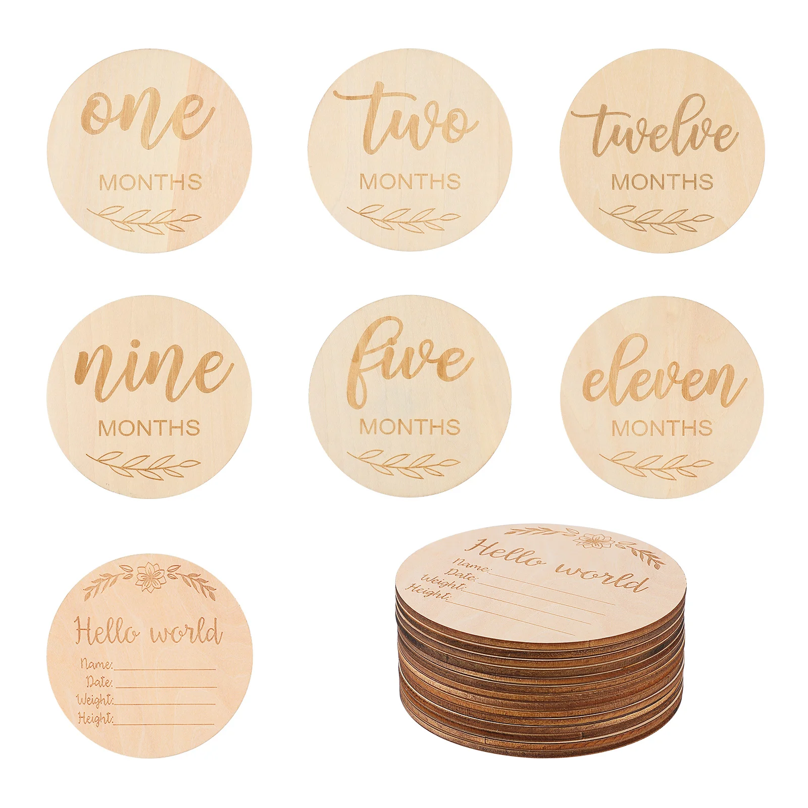 Photograph Wood Chips Baby Milestone Cards Customizable Discs Wooden Gift Monthly Photography Prop Newborn