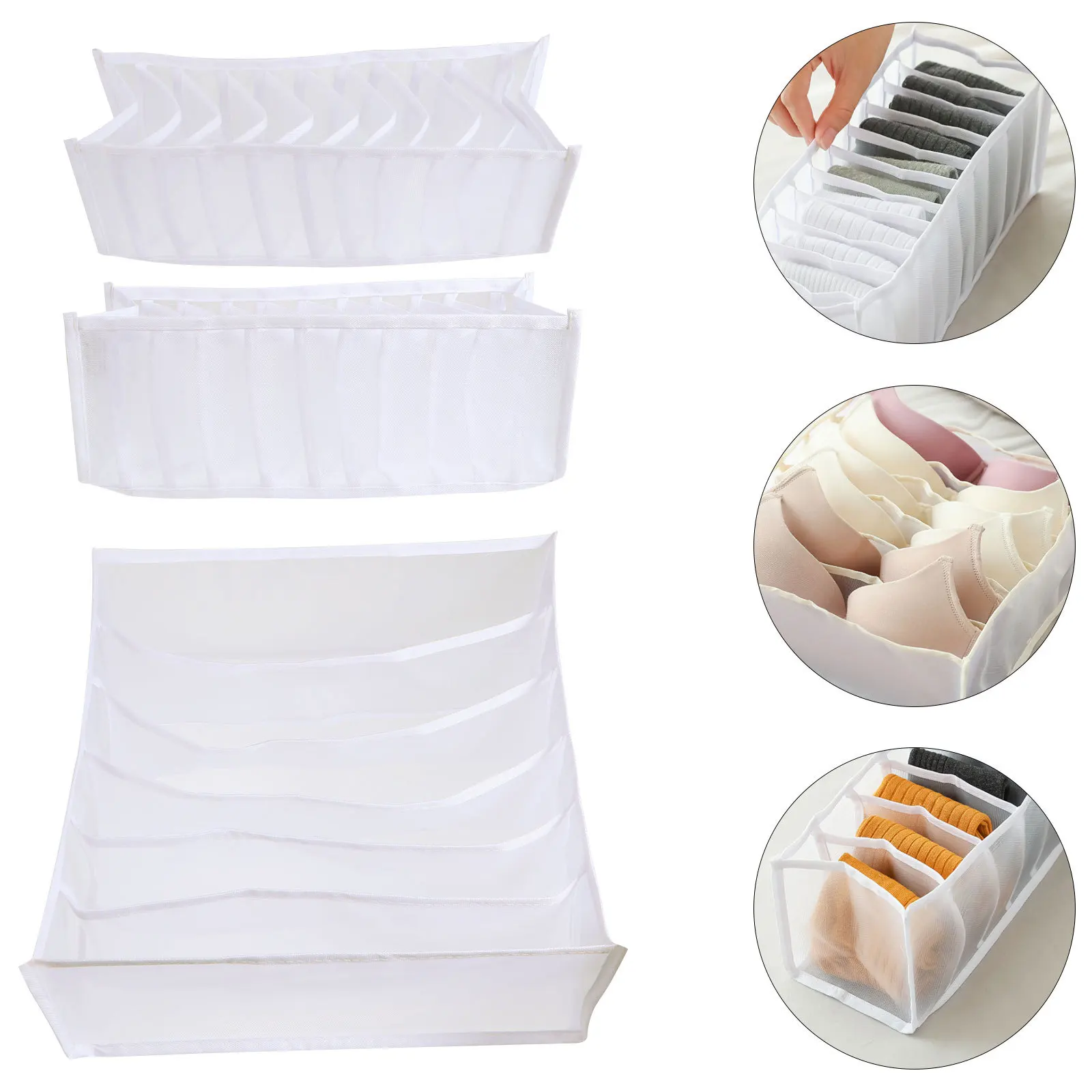 

3pcs Underwear Storage Boxes Foldable Drawer Organizers For Bra Socks Closet Cabinet Cloth Storage Box Underwear Organizer