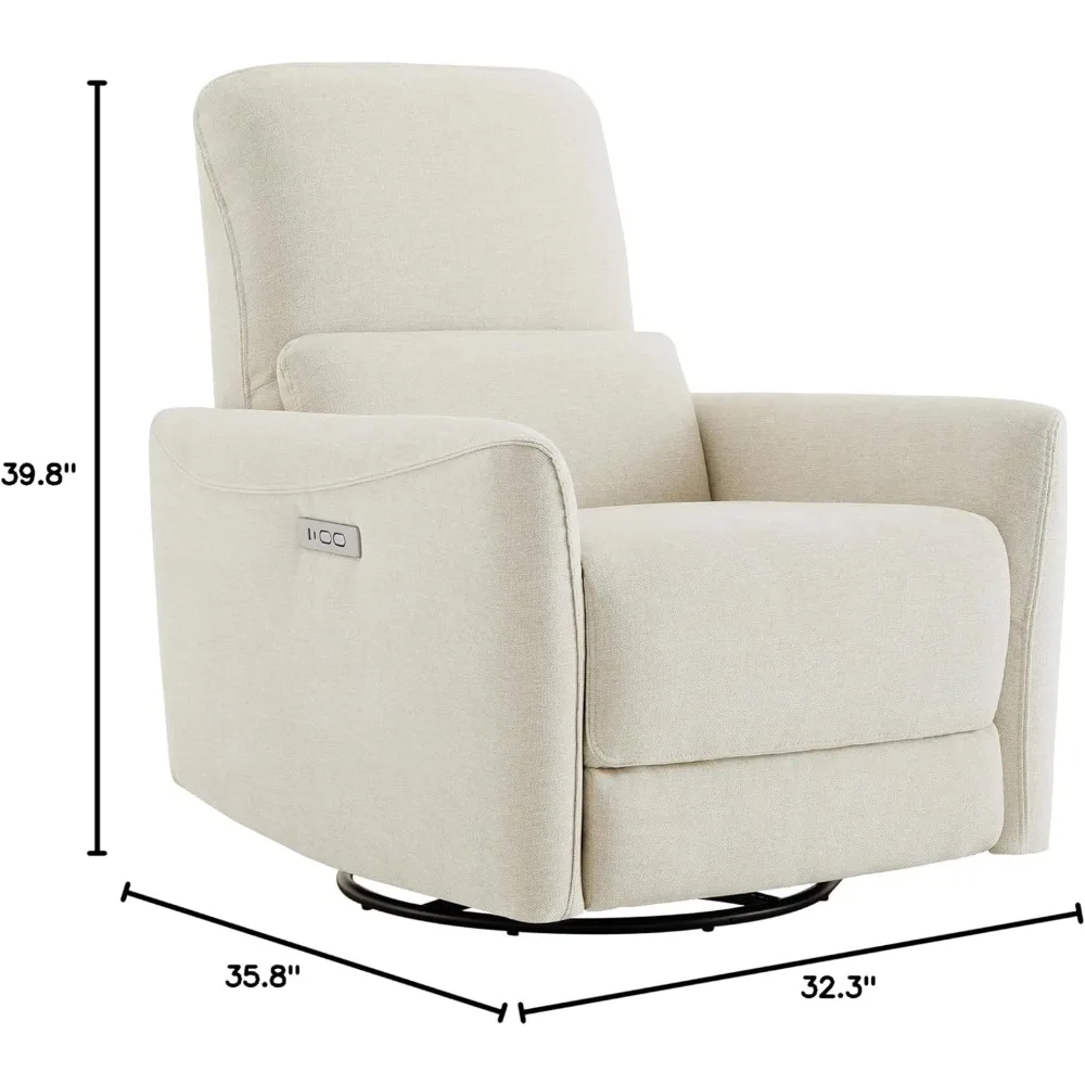 Power Recliner Chair Swivel Glider, Upholstered Living Room Nursery Reclining Sofa Chairs with Lumbar Support, Office Chairs