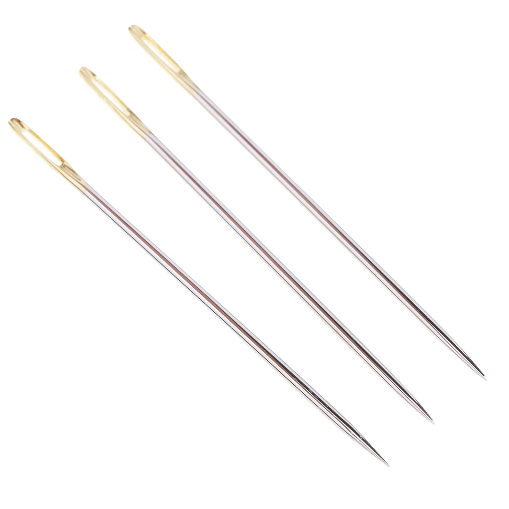 3 Pieces 69 mm Sewing Working Needles Self Threading Large-Eye Hand Sewing