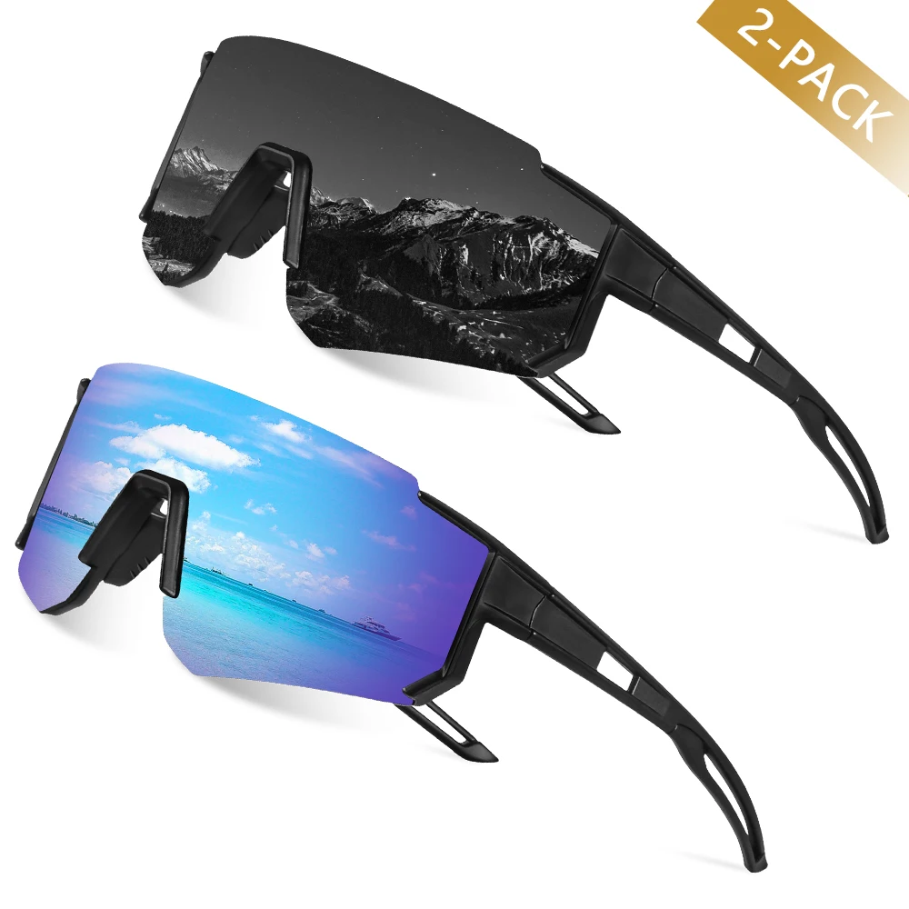 

CRIXALIS 2 шт. велосипедные солнцезащитные очки для мужчин для кемпинга, пешего туризма и бега, солнцезащитные очки UV400, спортивные защитные очки, бейсбольные