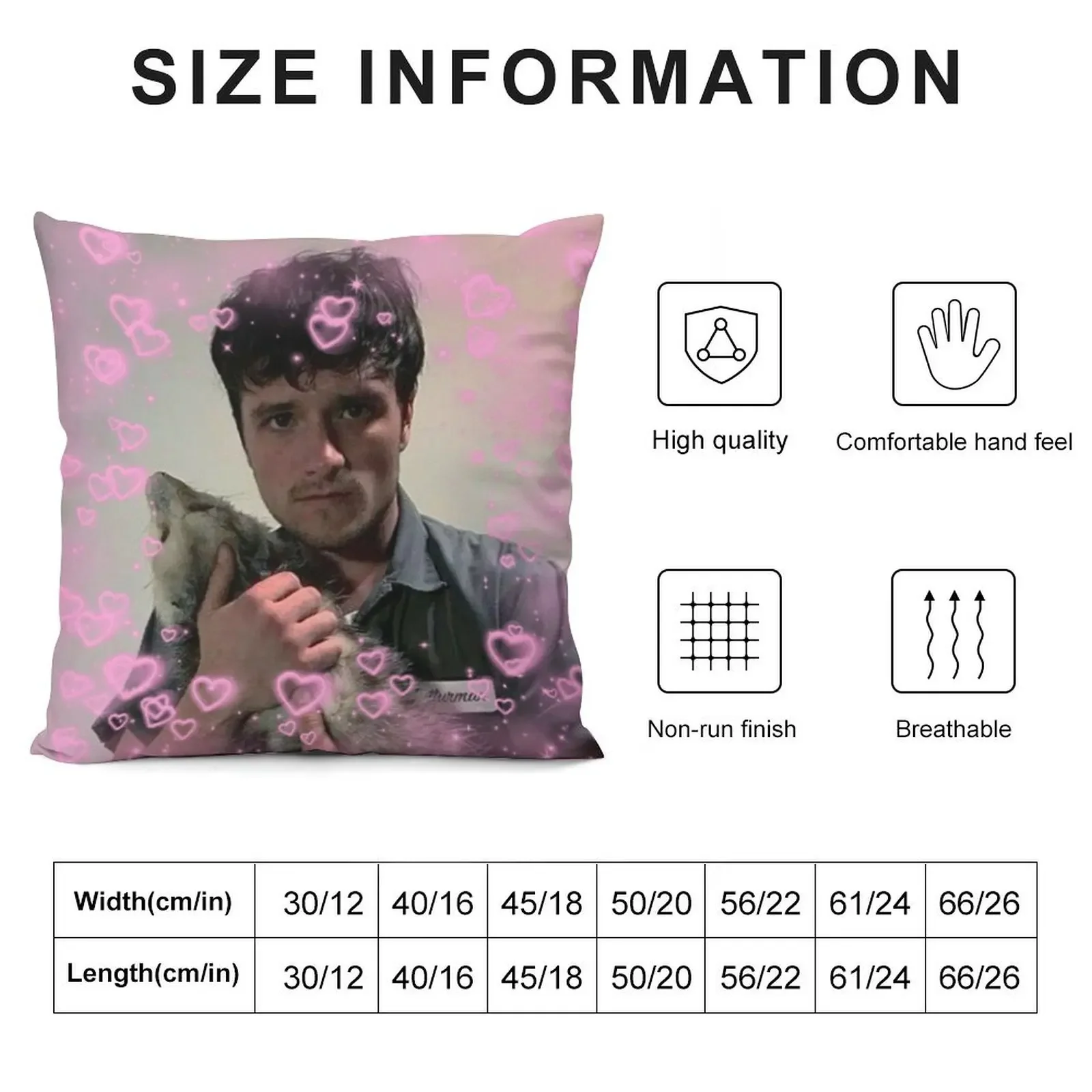 Josh Hutcherson with an opossum Throw Pillow Anime Bed pillowcases pillow