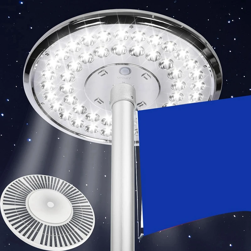 ●FlagPole Light Solar Powered Spotlight Outdoor, 48 LED Waterproof Solar FlagPole Light, Top Mounted FlagPole Solar Light-A57M