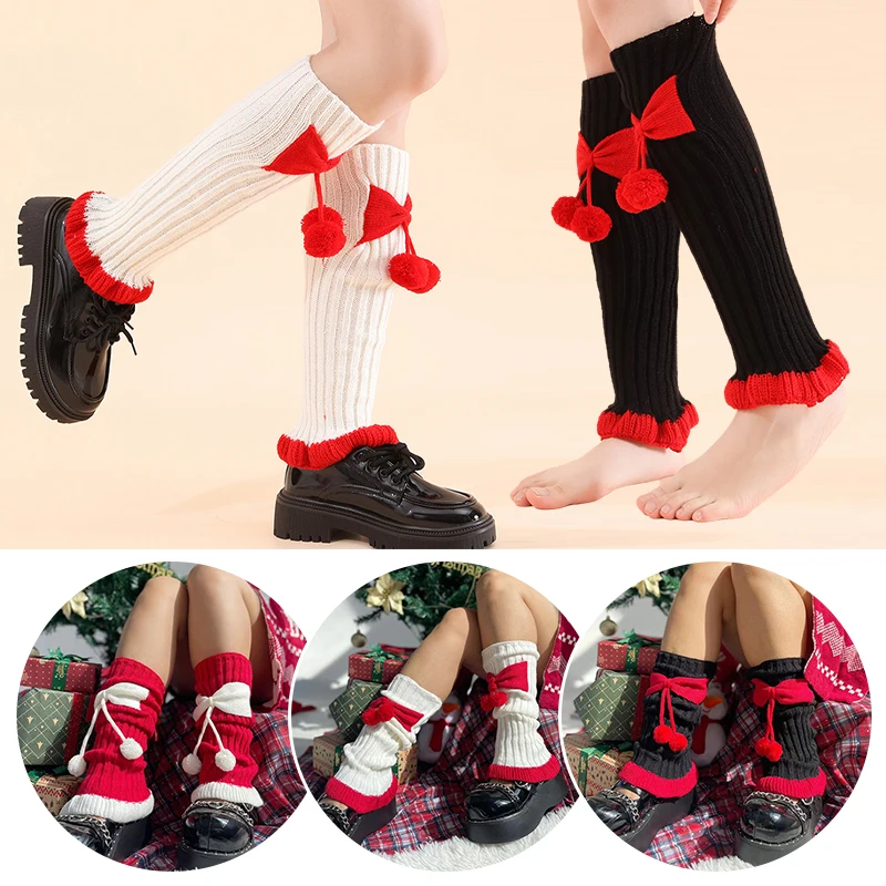 

Women's Cute Cable Knit Leg Warmers Y2K Dance Kawaii Bow Leg Warms Boot Socks Christmas Gift for Girls Harajuku Leg Cover