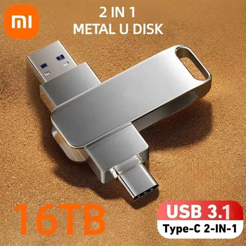 Xiaomi Original 16TB 3.1 USB Flash Drive Metal High-Speed Pen Drive 8TB Waterproof Type-C PenDrive For Computer Storage Devices