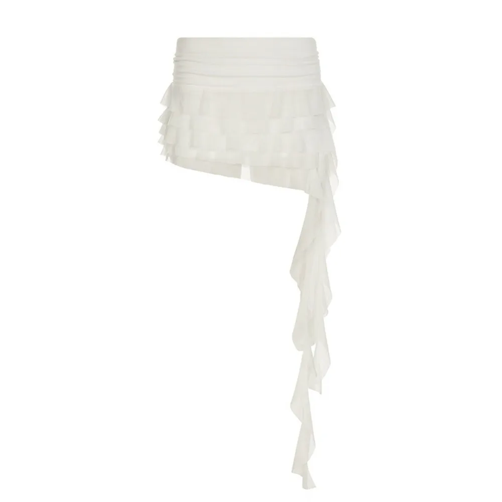 

Fashion Irregular Mini Skirt Asymmetrical Hem Ruffled Women's Tiered Skorts Layered Flowy Goth Skirt Summer Wear