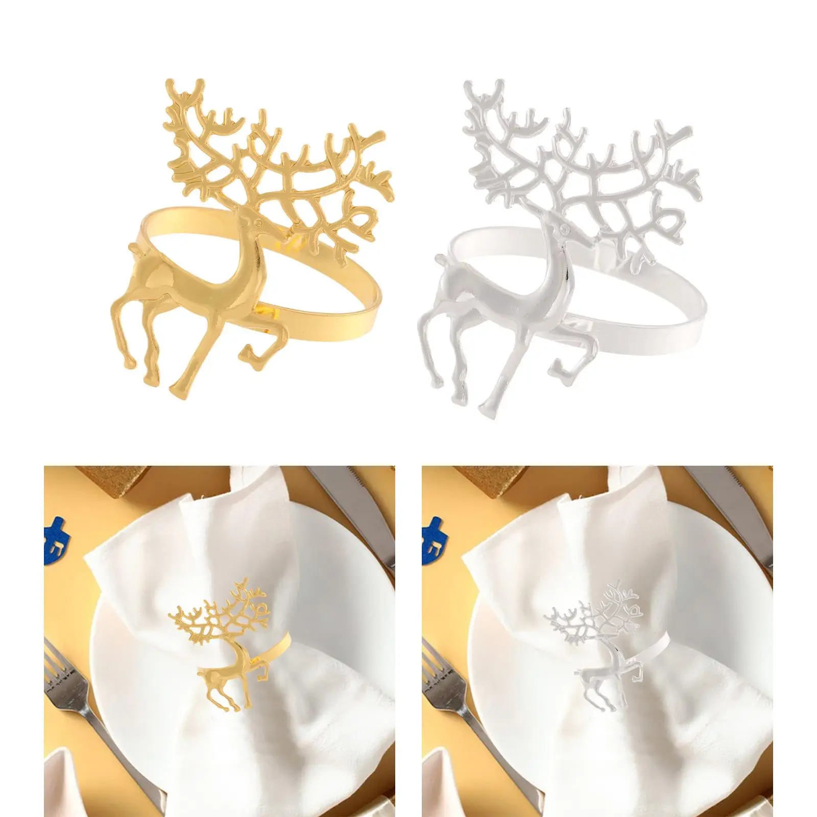 Deer Napkin Rings Table Decoration Elk Shaped Christmas Antler Napkin Ring Holders for Wedding Adornment Parties Holiday Dinners