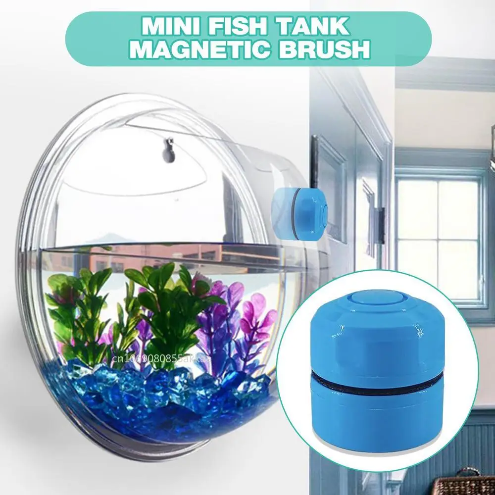 Fish Tank Brush Magnet Aquarium Mini Magnetic Glass Cleaner Mini Scrubber Tool Double Sided Algae Moss Removal Tools