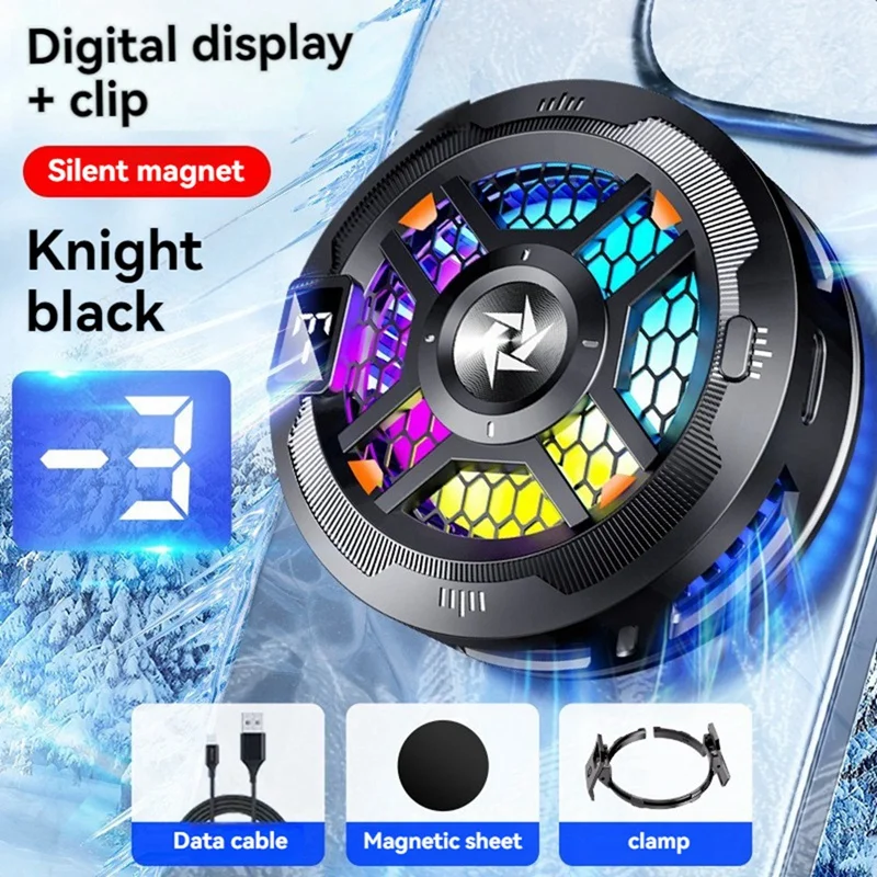 Digital Display Magnetic Phone Semiconductor Cooler Mobile Phone Cooling Pad With Adjustable RGB For Tablet Games